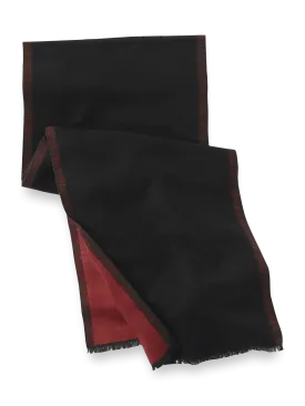 Solid Reversible Brushed Silk Scarf - Black/red