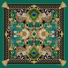 The Emerald & Jaguar Silk Scarf | 130x130cm